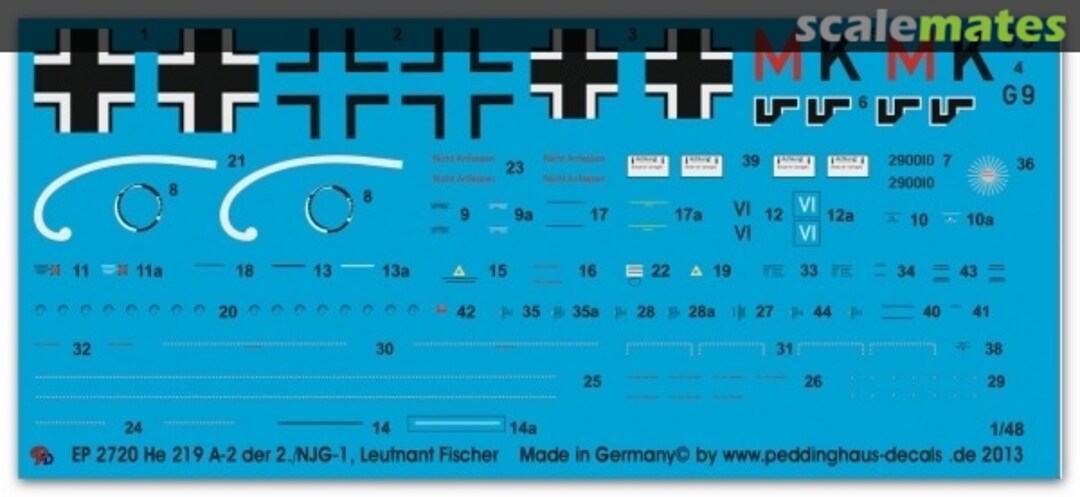 Boxart He 219A-2 der 2./NJG 1 Lt. Fischer EP 2720 Peddinghaus-Decals