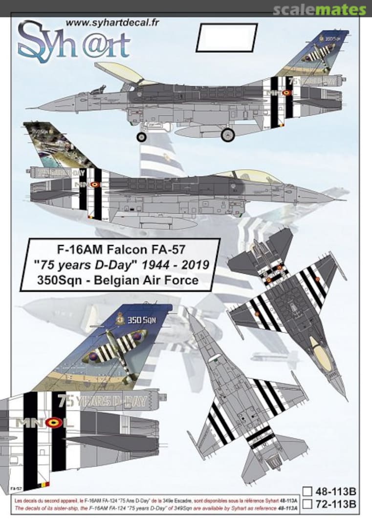 Boxart F-16AM Falcon FA-57 "75 years D-Day" 1944-2019 350Sqn - Belgian Air Force 48-113B Syhart