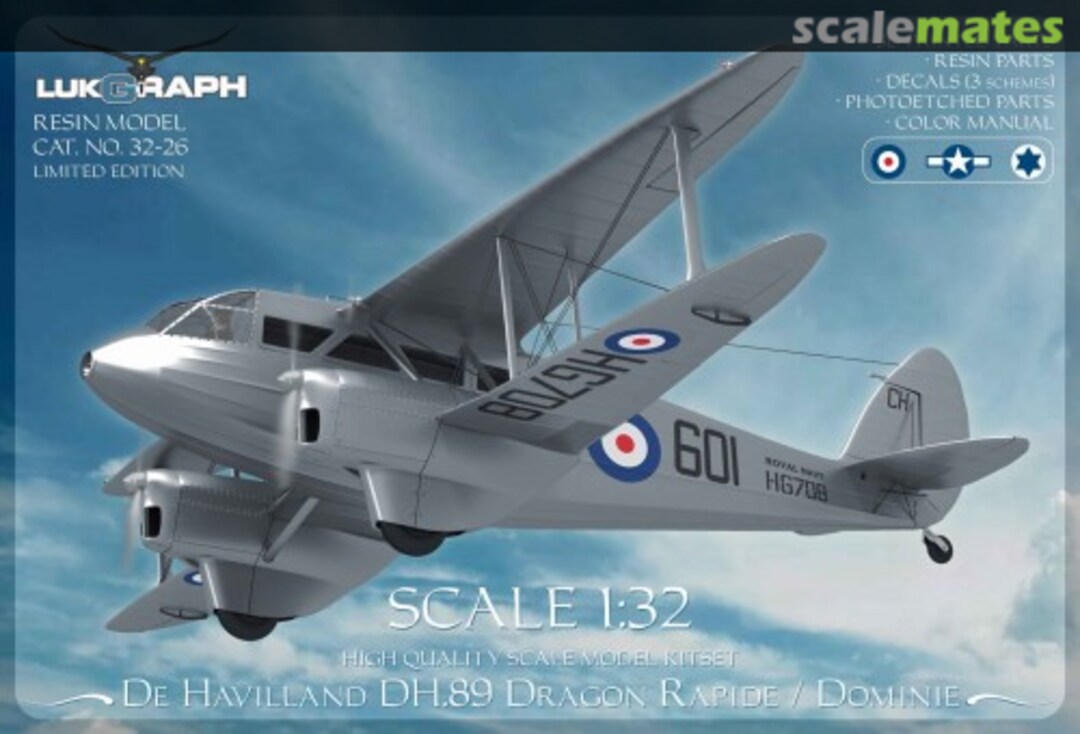 Boxart De Havilland DH.89 Dragon Rapide/Dominie 32-026 Lukgraph