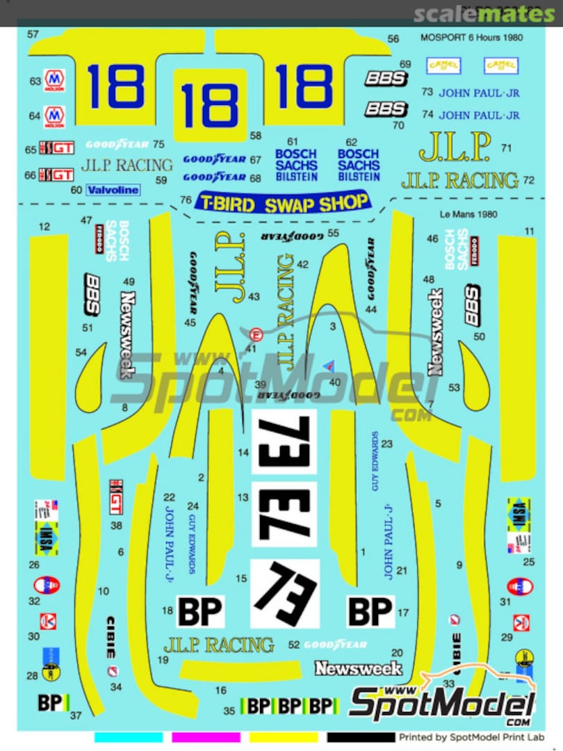 Boxart Porsche Kremer 935 K3 J.L.P. Racing Team sponsored by T-Bird Swap Shop #18,73 PLB2-983060 Print Lab Decals