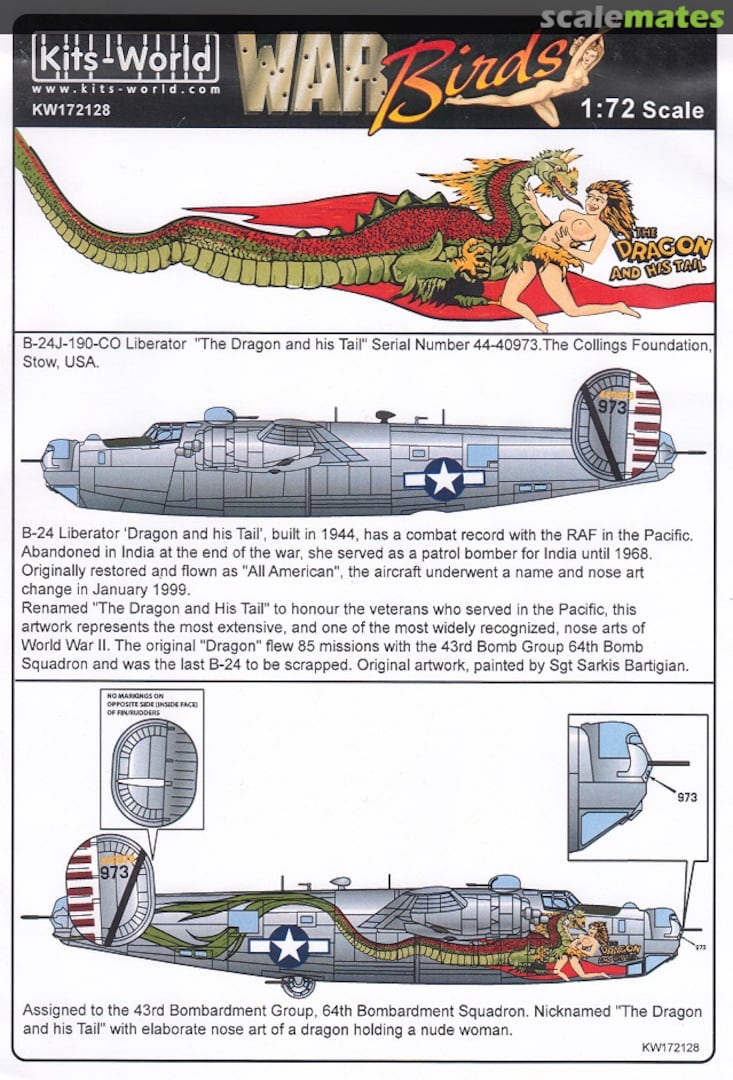 Boxart B-24J Liberator 'The Dragon and His Tail' KW172128 Kits-World