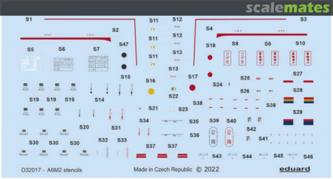 Boxart A6M2 stencils D32017 Eduard