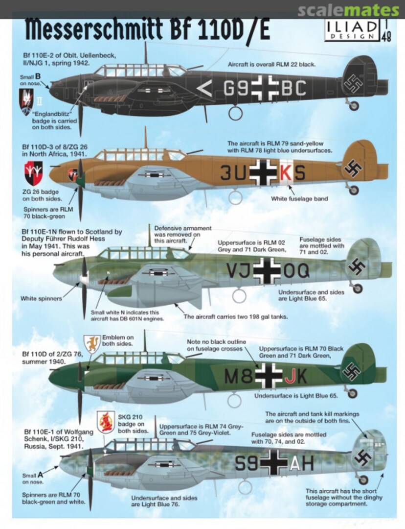 Boxart Messerschmitt Bf 110D/E 48016 Iliad Design