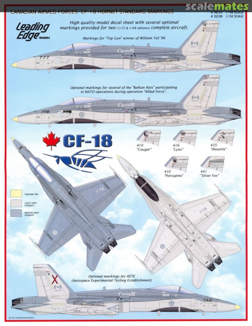 Boxart Canadian Armed Forces CF-18 Hornet  72.24 Leading Edge