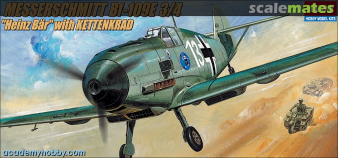 Boxart Messerschmitt Bf-109E 3/4 "Heinz Bär" with Kettenkrad 12499 Academy