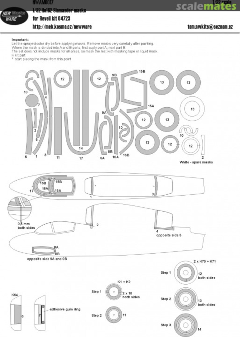 Boxart Heinkel He-162A-2 'Salamander' paint masks NWAM017 New Ware