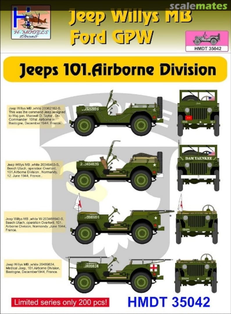 Boxart Willys Jeep MB/Ford GPW: 101st Airborne Division HMT35042 H-Models Decals