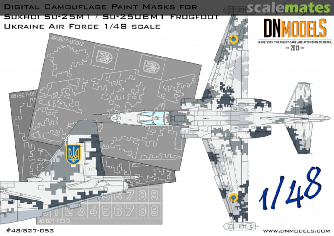 Boxart Su-25M1 / Su-25UBM1 Frogfoot Ukrainian Digital Camo Paint Mask Set 48/827-053 DN Models