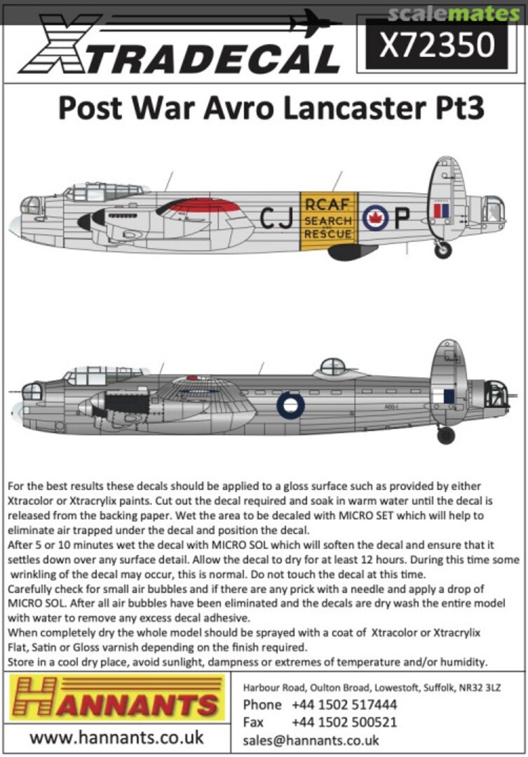 Boxart Post War Avro Lancaster X72350 Xtradecal