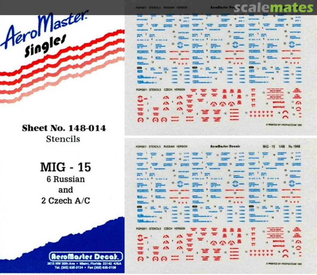 Boxart MiG-15 Stencils 148-014 AeroMaster