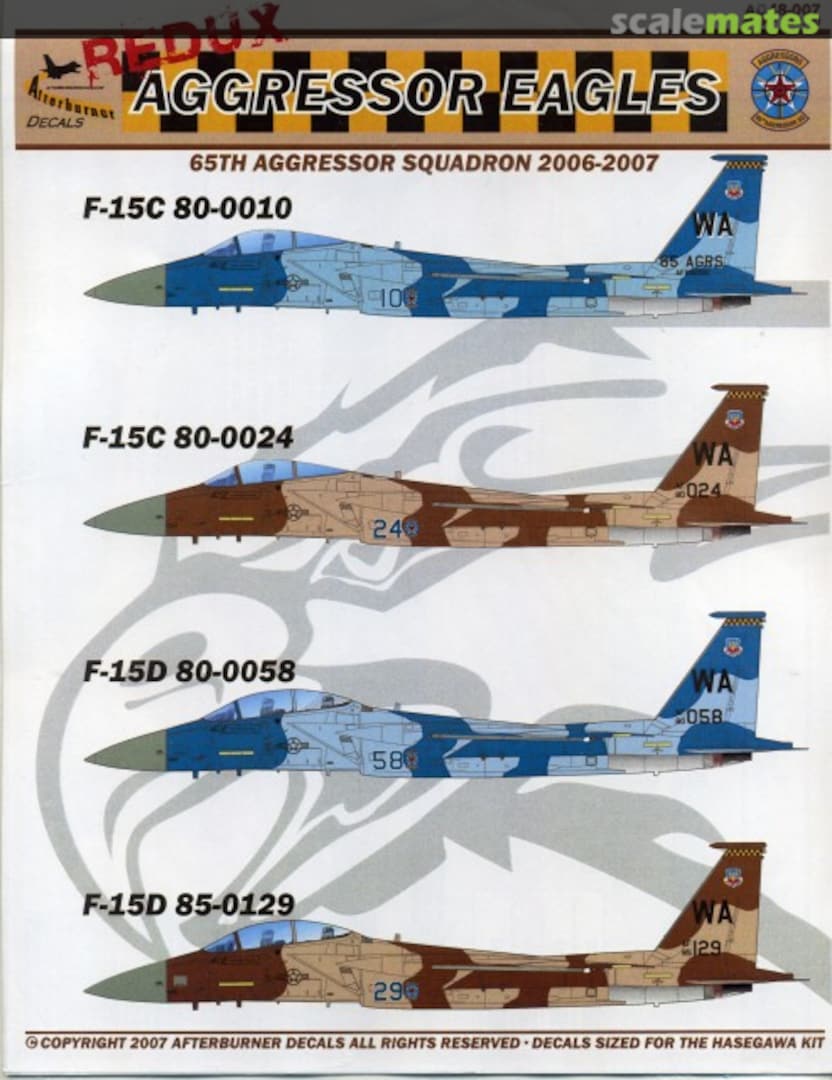 Boxart F-15 Aggressor Eagles 32-007 Afterburner Decals