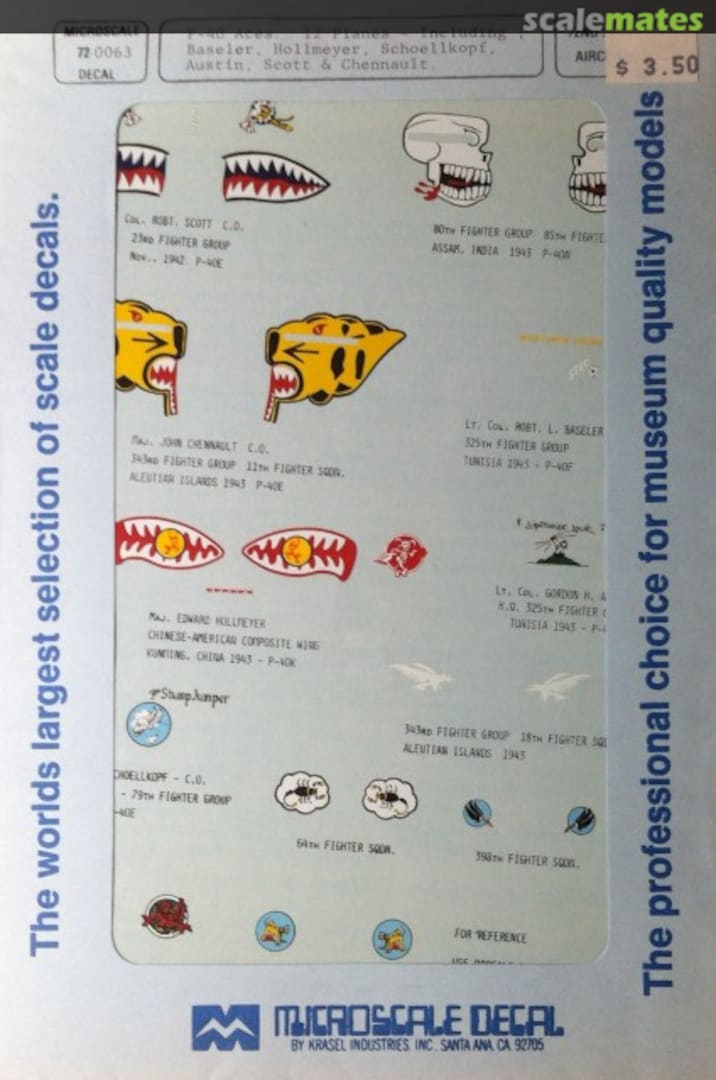 Boxart P-40 Aces (& unit insignia) 72-0063 Microscale