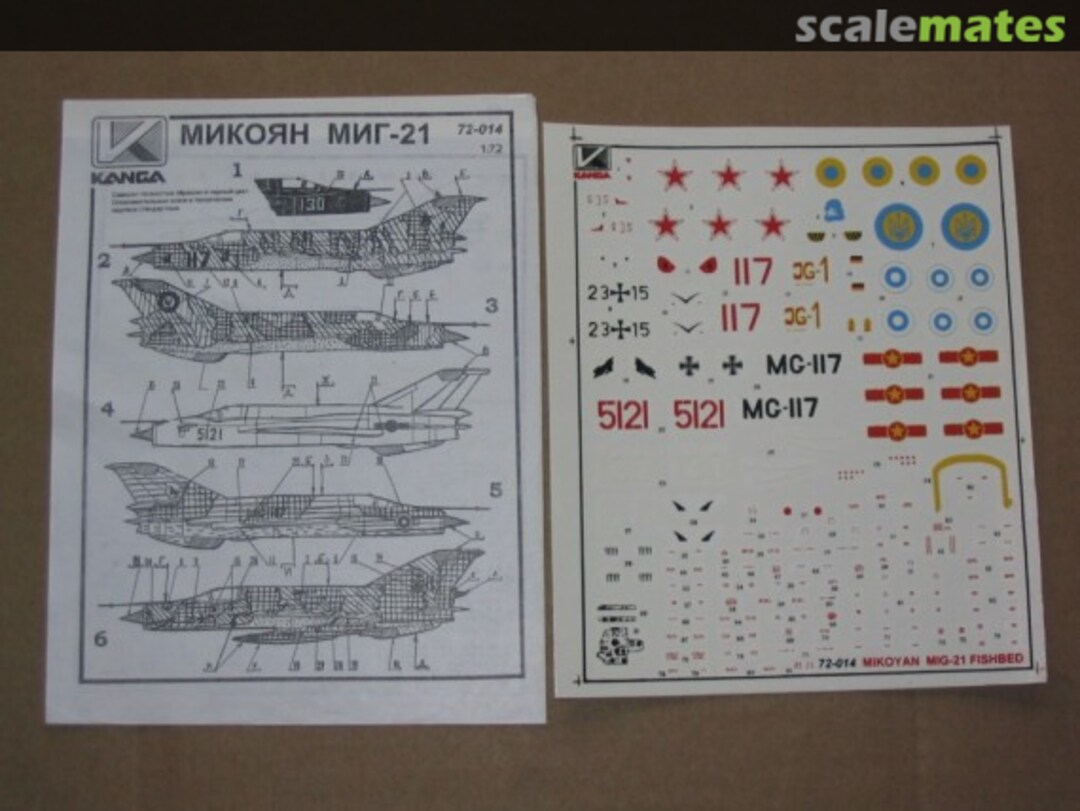 Boxart Mikoyan MiG-21 Fishbed 72-014 Kanga Decals