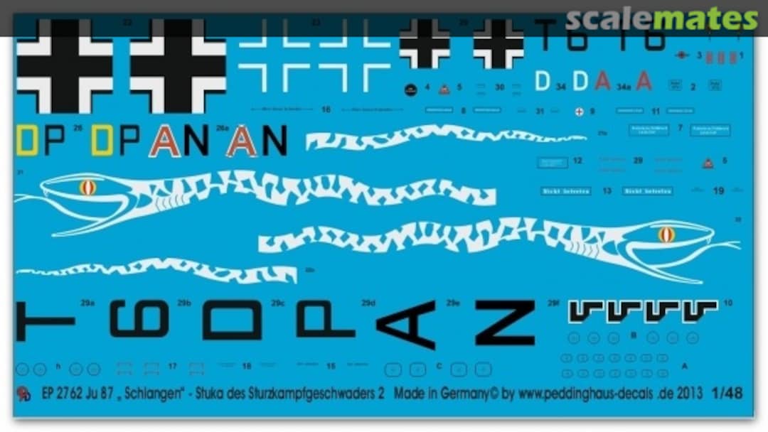 Boxart Ju 87 " Schlangen" - Stukas des Sturzkampfgeschwaders 2 EP 2762 Peddinghaus-Decals