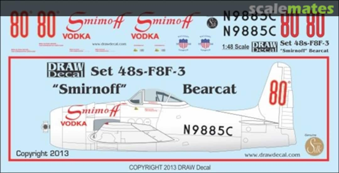 Boxart "Smirnoff" F8F-2 Bearcat 48-F8F-3 Draw Decal