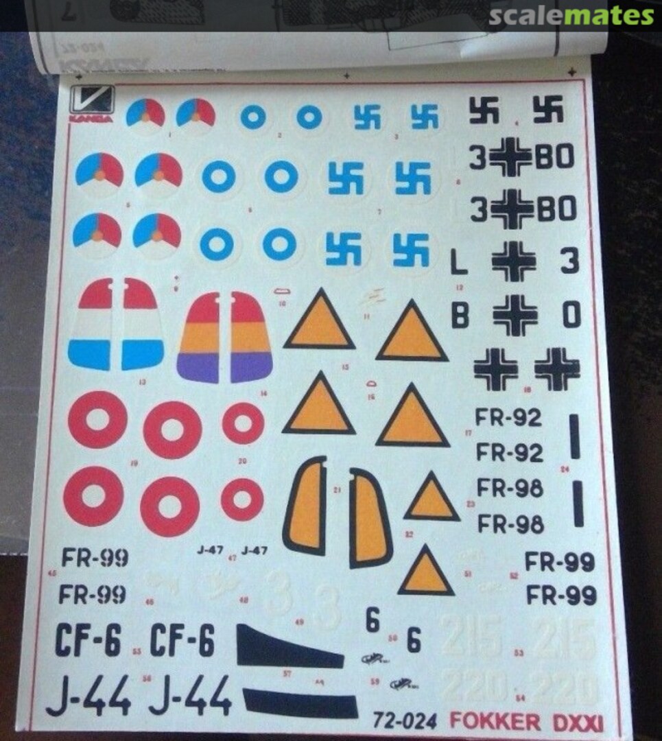 Boxart Fokker D.XXI 72-024 Kanga Decals