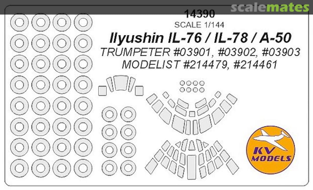 Boxart Painting masks for Il-76/Il-78/A-50 + masks for disks and wheels 14390 KV Models