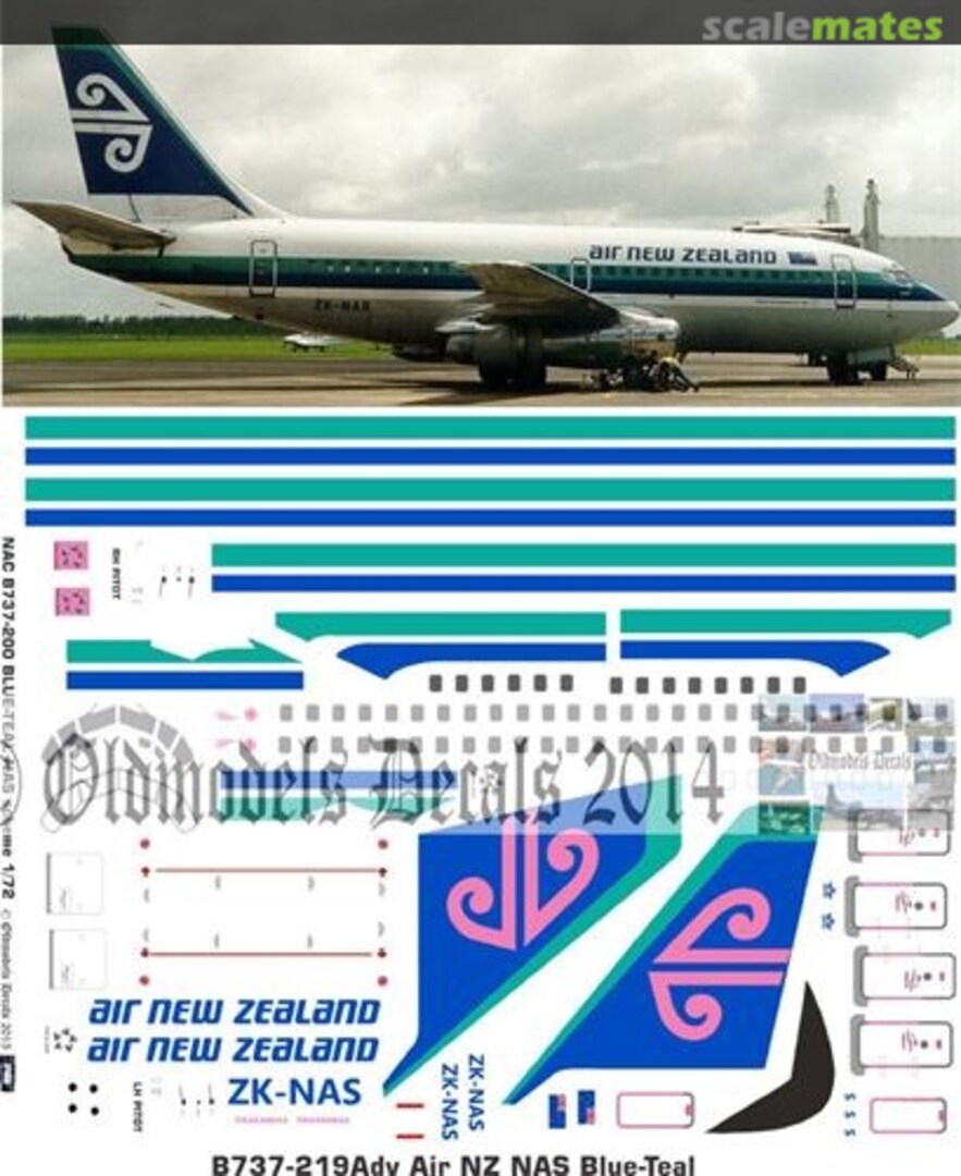 Boxart Air NZ NAS B737-200 OMD0323 Oldmodels Decals