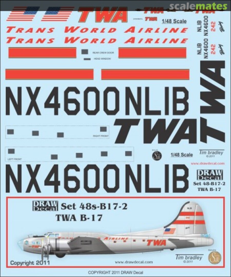 Boxart Boeing B-17G Flying Fortress 48-B17-2 Draw Decal