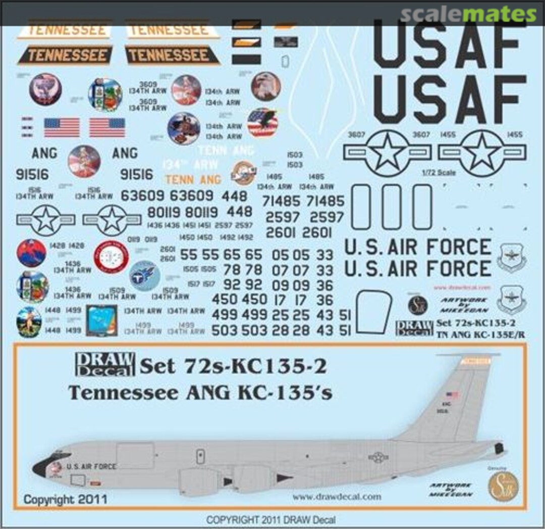 Boxart Boeing KC-135E, KC-135R 72s-KC135-2 Draw Decal