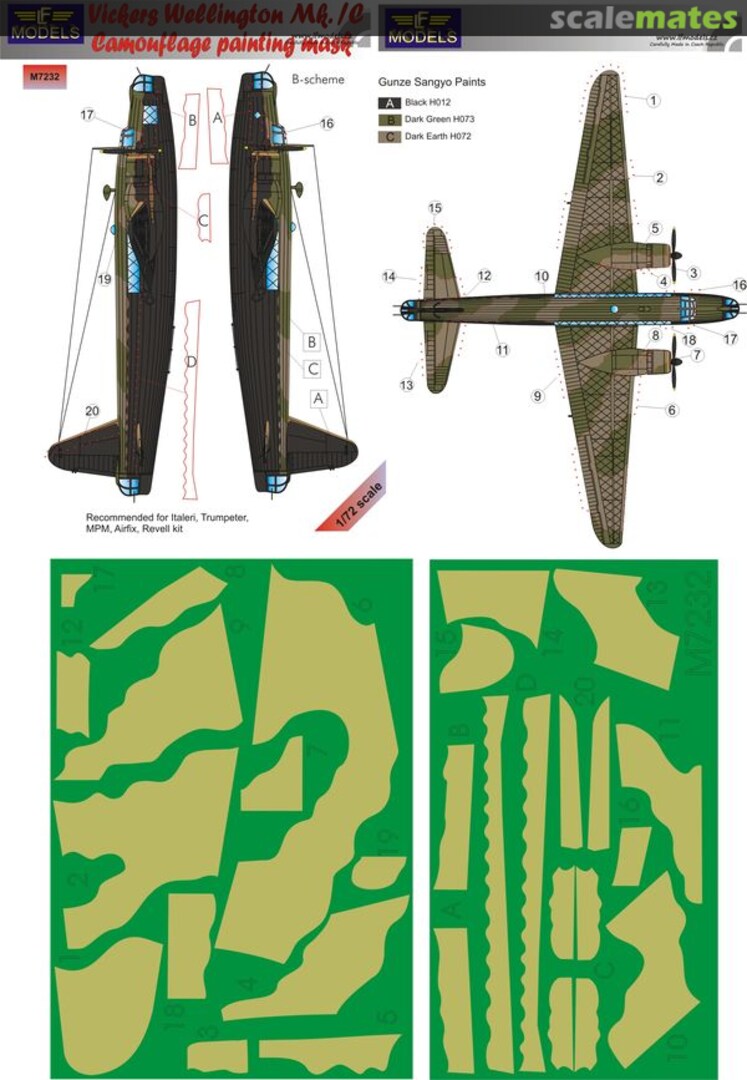 Boxart Vickers Wellington Mk.IC Camouflage Pattern Paint Mask M7232 LF Models