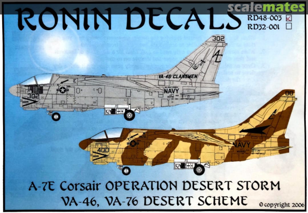 Boxart A-7E Corsair Operation Desert Storm RD48-003 Ronin Decals