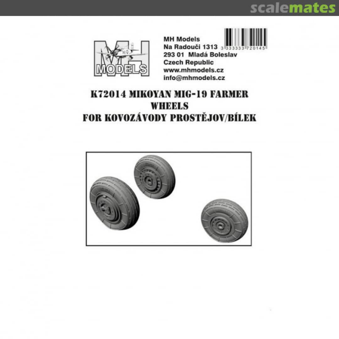 Boxart Mikoyan MiG-19 Farmer wheels for Kovozávody / Bílek K72014 MH Models