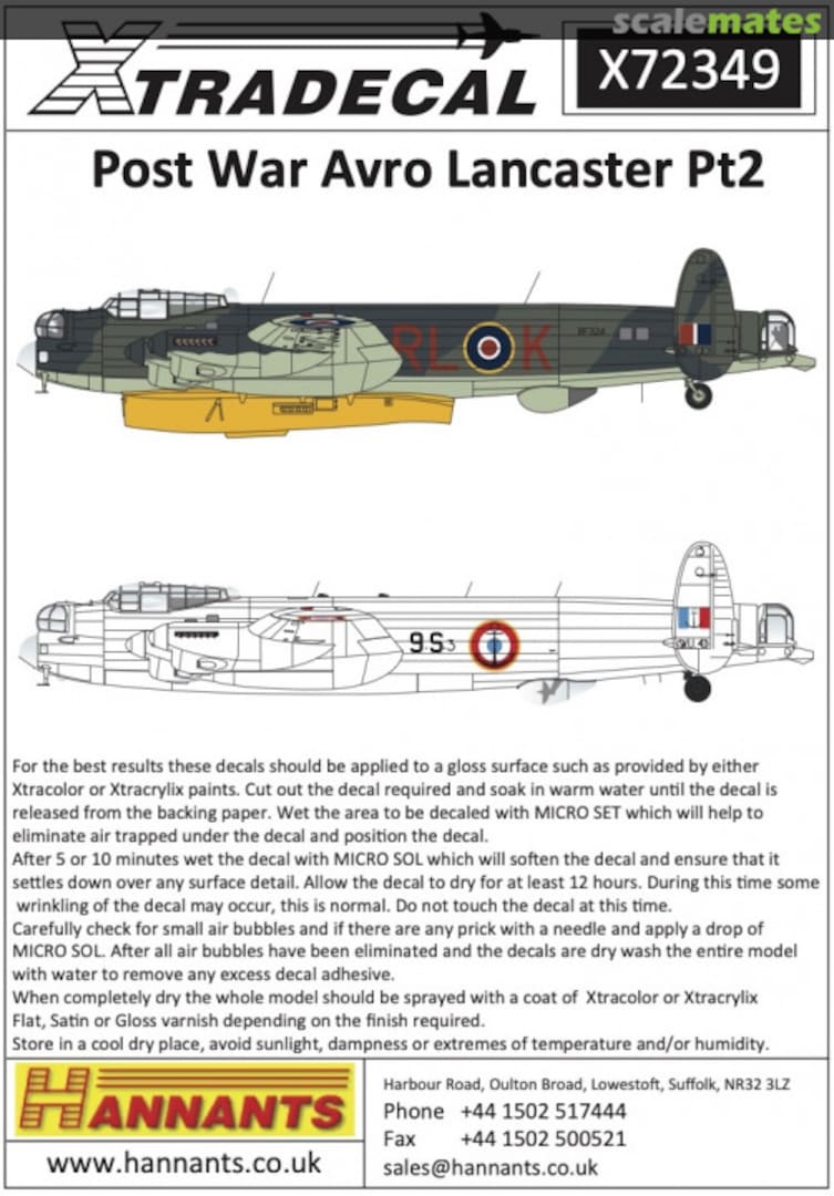 Boxart Post War Avro Lancaster X72349 Xtradecal