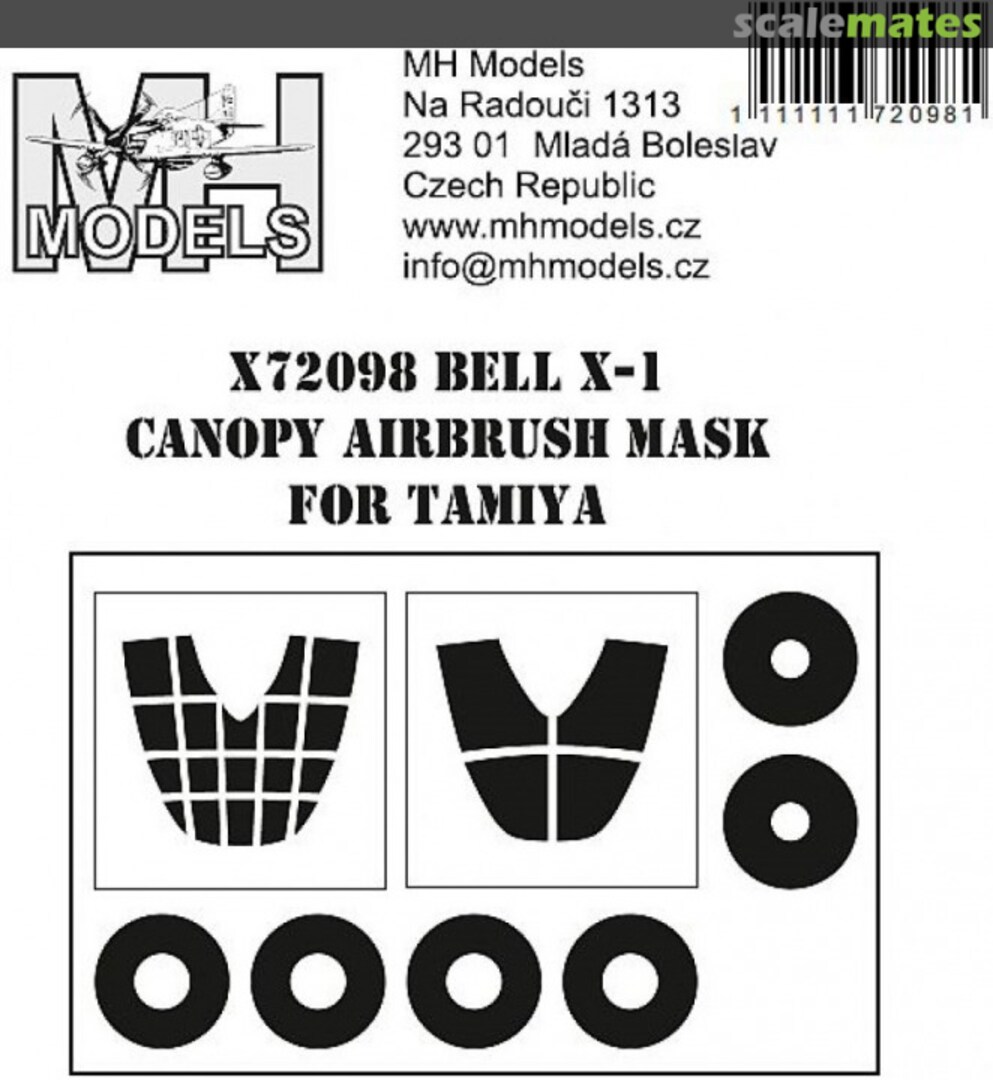 Boxart Bell X-1 Canopy Airbrush Mask X72098 MH Models