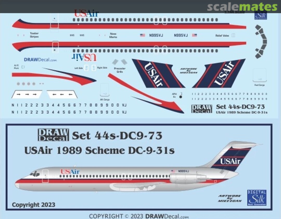 Boxart USAir 1989 Scheme DC-9-31s 44-DC9-73 Draw Decal