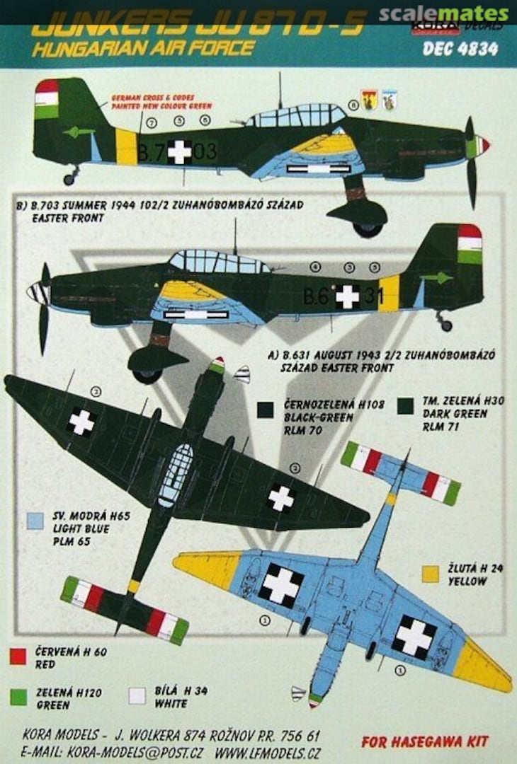 Boxart Junkers Ju-87 Stuka D-5 Hungarian Air Force DEC4834 Kora Models