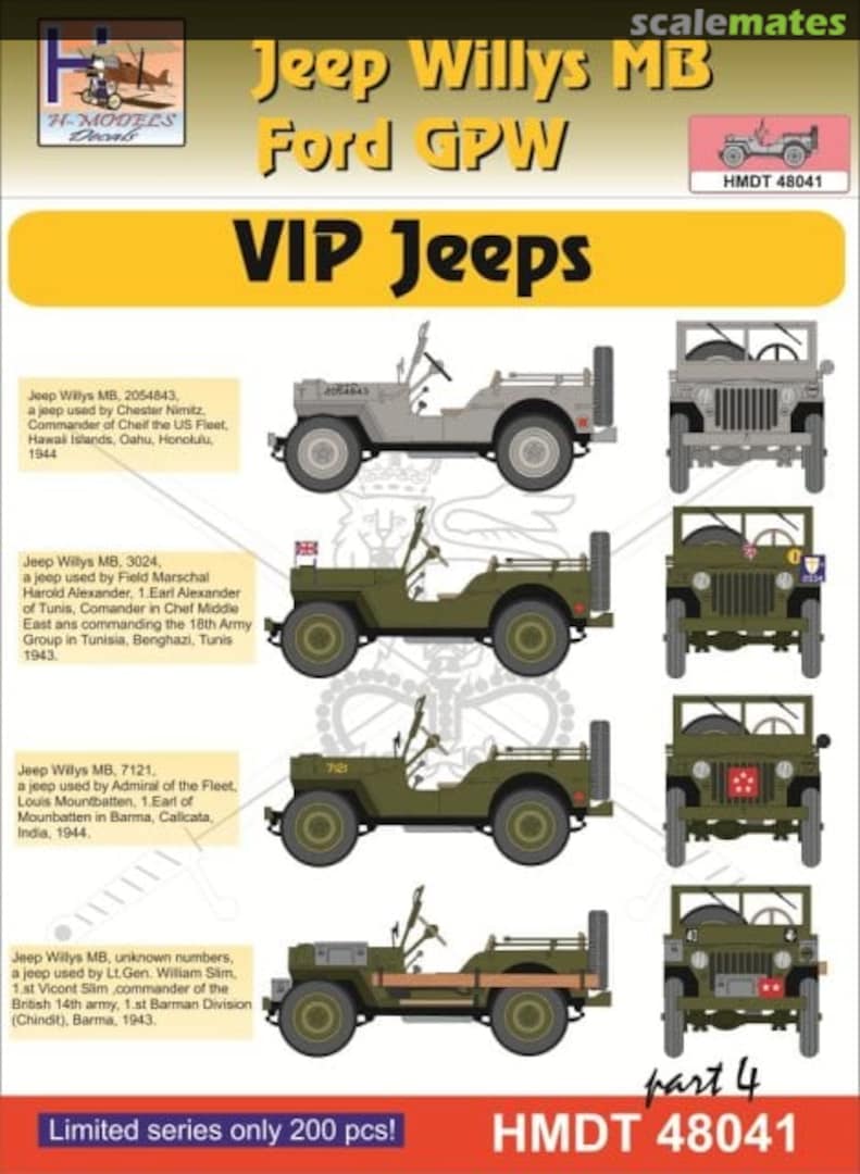 Boxart Willys Jeep MB/Ford GPW: VIP Jeeps Part 4 HMDT48041 H-Models Decals