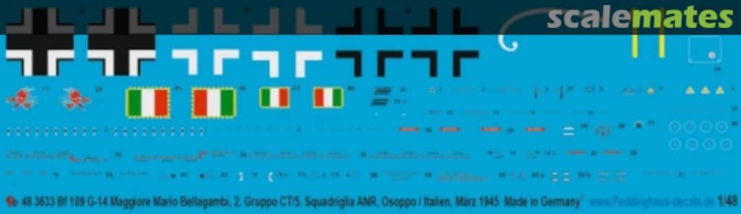 Boxart Bf 109 G-14 Maggiore Mario Bellagambi, 2. Gruppo CT/5. Squadriglia ANR 48 3633 Peddinghaus-Decals