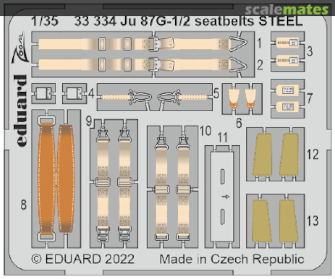 Boxart Ju 87G-1/2 seatbelts STEEL 33334 Eduard