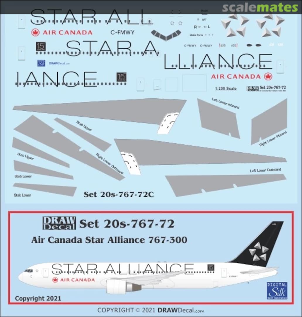 Boxart Air Canada Star Alliance 767-300 C-FMWY 20-767-72C Draw Decal