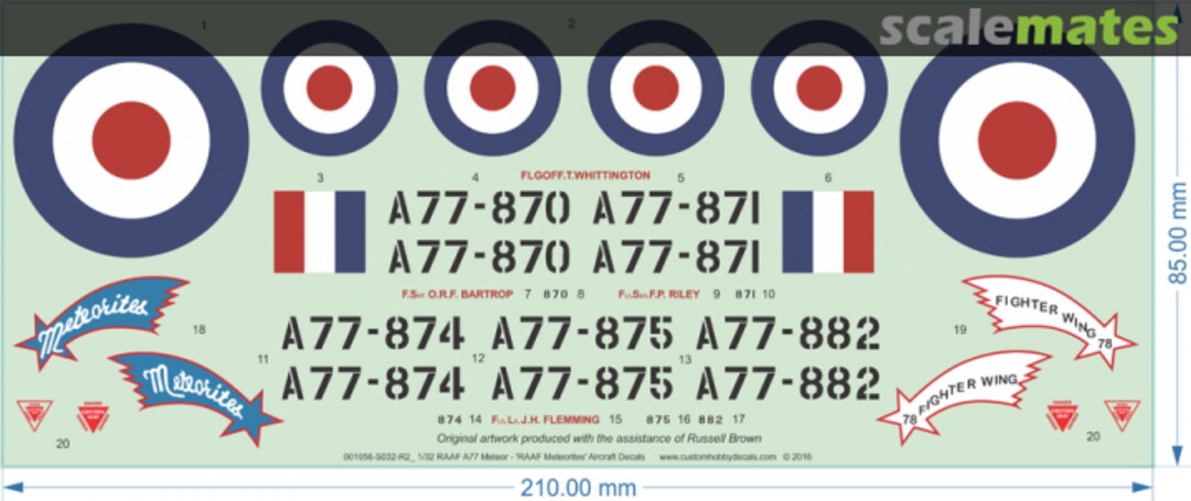 Boxart RAAF A77 Meteor - "RAAF Meteorites" 001056-C072-R2 Custom Hobby Decals