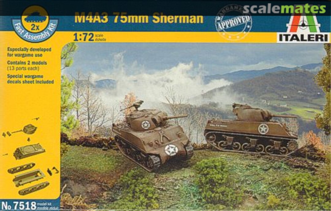 Boxart M4A3 75mm Sherman 7518 Italeri