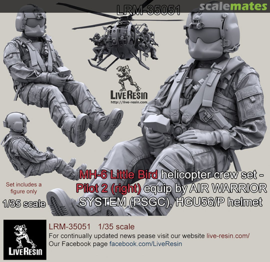 Boxart MH-6 Little Bird helicopter crew set - Pilot 2 LRM 35051 Live Resin