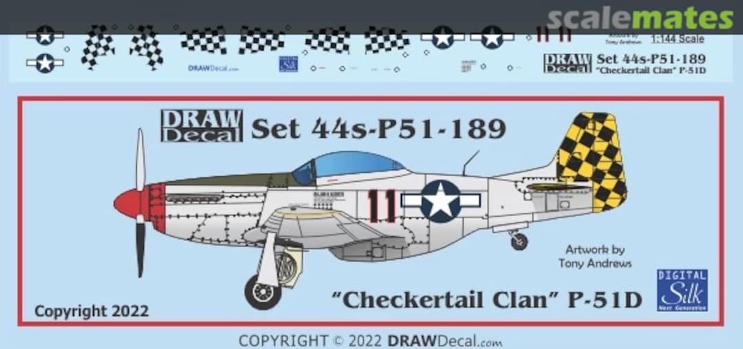 Boxart “Checkertail Clan” P-51D 44-P51-189 Draw Decal