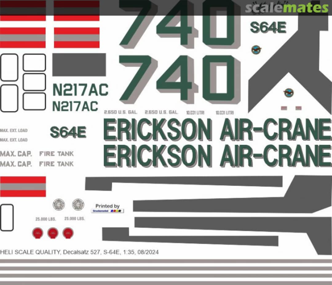 Boxart S-64E - Erickson Air-Crane - N217AC Malcolm Decal 527 Heli Scale Quality