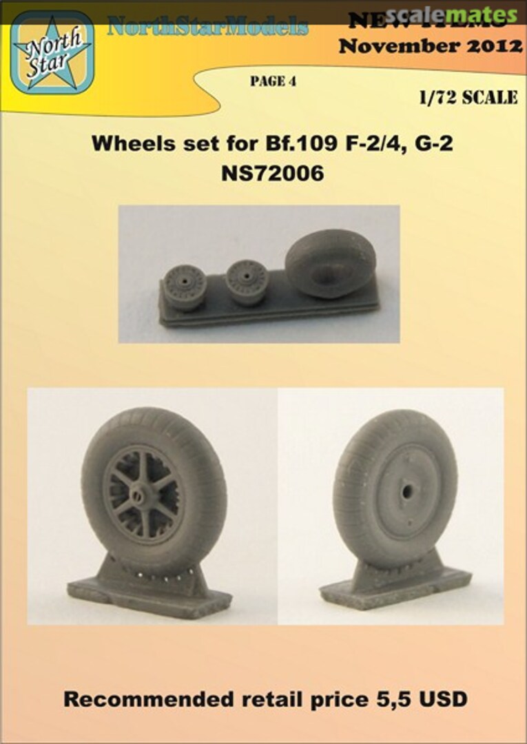 Boxart Wheels set for Bf.109 F-2/4, G-2 NS72006 North Star Models