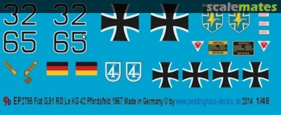 Boxart Fiat G.91 R/3 Le KG 42 Pferdsfeld 1967 EP 2795 Peddinghaus-Decals