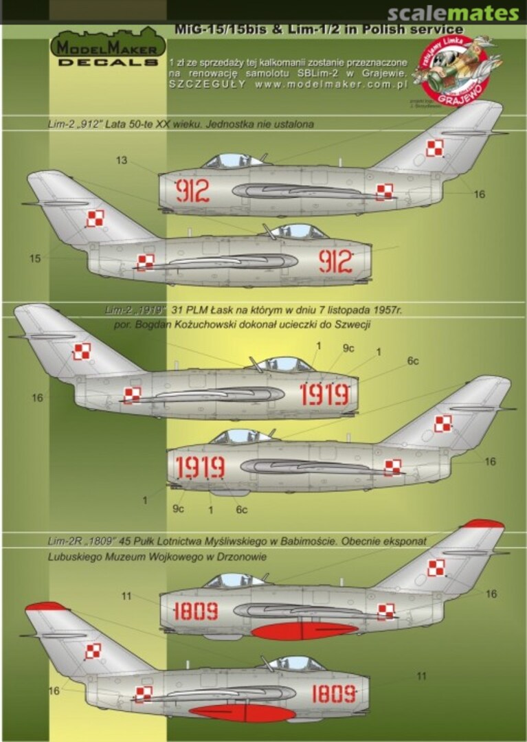 Boxart MiG-15/15bis & Lim-1/2 in Polish service D48023 ModelMaker