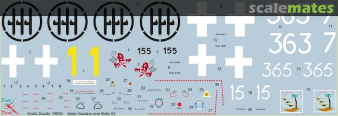 Contents Italian Gustavs over Sicily #2 ED48026 Exotic Decals