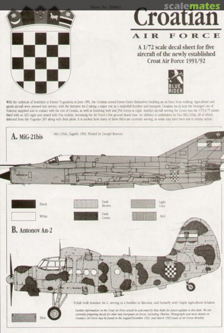 Boxart Croatian Air Force 1991/92 BR802 Blue Rider