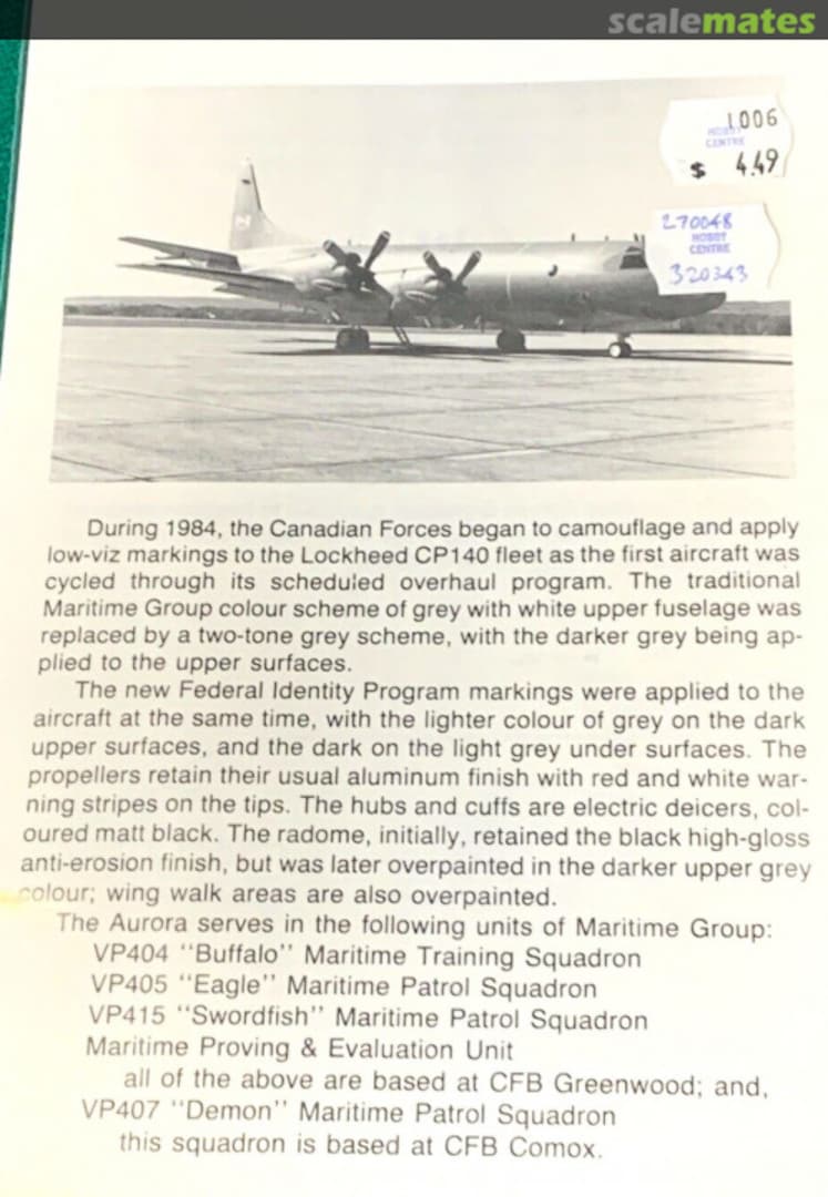 Contents Lockheed CP-140 Aurora 72A09 Flight Colours