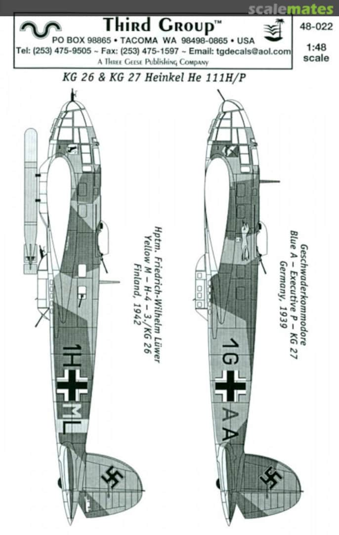 Boxart Heinkel He 111H-4/P 48-022 Third Group Decals