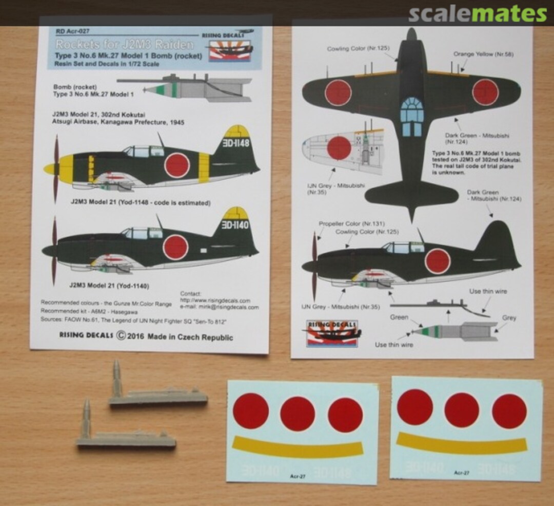 Boxart Rockets for J2M3 Raiden Acr-027 Rising Decals