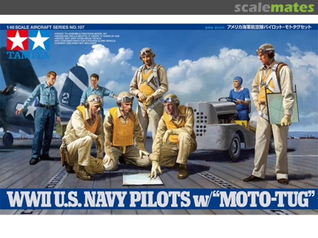 Boxart WWII U.S. Navy Pilots w/Moto-Tug 61107 Tamiya