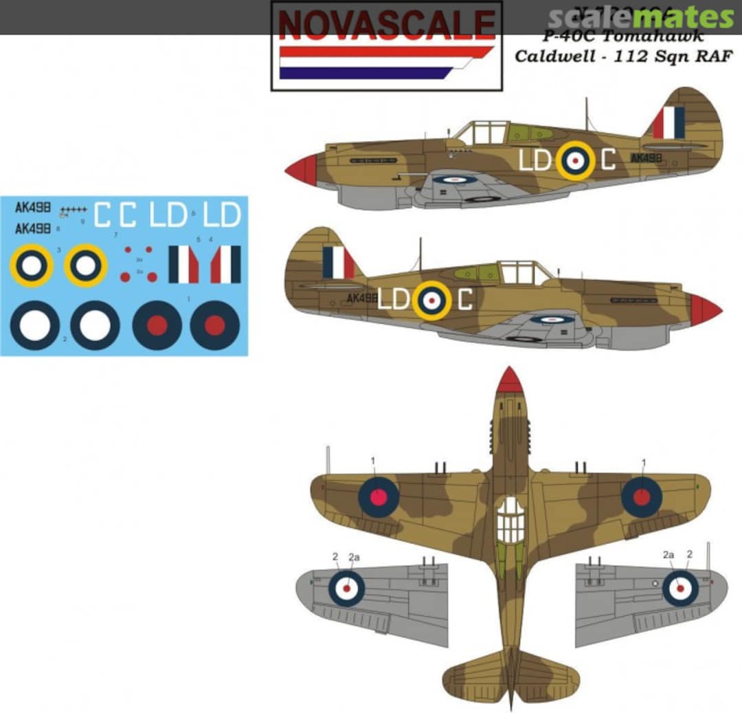 Boxart P-40C Tomahawk - Caldwell - 112 Sqn. RAF N-72040a Novascale